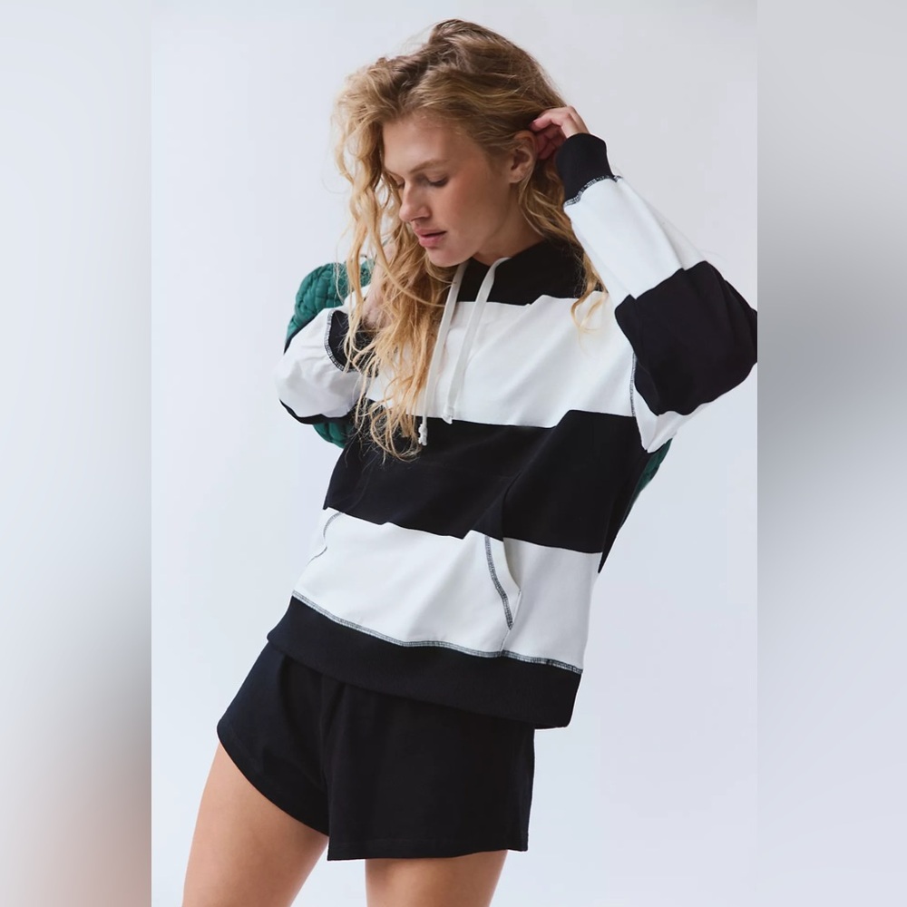 FREE PEOPLE | ✨NEW✨ Retro Rugby Hooded Set in Black Combo